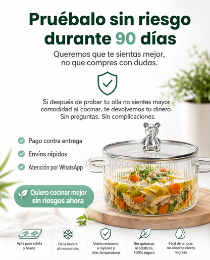 OLLA DE VIDRIO CON TAPA DE OSO - COMPRA 1 Y LLEVA 2 GRATIS + EBOOK